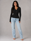 Women's Top | Buttoned Henley Neckline, Ribbed Texture 2
