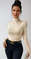 Women's Top | Long Sleeve, Draped Crossover Front 0