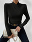 Women's Top | Long Sleeve, Draped Crossover Front 4