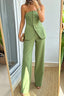 Women’s Two Piece Set | Asymmetrical Button Front, Wide-Leg Trousers 0