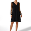 Women’s V-Neck Sheer Sleeve Asymmetrical Midi Dress