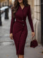 Women’s Wrap-Style Midi Dress | Buttoned Front, Comfortable Fit 0