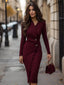 Women’s Wrap-Style Midi Dress | Buttoned Front, Comfortable Fit 1