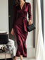 Women’s Wrap Dress | Satin Fabric, Adjustable Waist Tie 0
