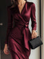 Women’s Wrap Dress | Satin Fabric, Adjustable Waist Tie 1