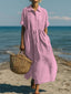 Womens Dress | Collared Neckline, Button-Front Midi Length 3