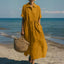 Womens Dress | Collared Neckline, Button-Front Midi Length 4