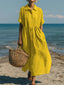 Womens Dress | Collared Neckline, Button-Front Midi Length 6