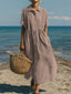 Womens Dress | Collared Neckline, Button-Front Midi Length 7