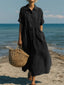 Womens Dress | Collared Neckline, Button-Front Midi Length 8