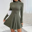 Womens Dress | Mock Neck, A-Line Flared Hemline 3