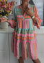 Womens Dress | V-Neck, 3/4 Sleeves, Tiered Design 1