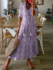 Women's Three-Quarter Sleeve Print Dress
