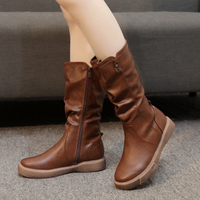 Women’s Slouchy Mid-Calf Boots with Side Zip