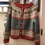 Women’s Grey and Burgundy Colour Block Knitted Cardigan