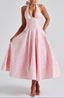 Women's Halter Lace-Up Midi Dress