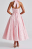 Women's Halter Lace-Up Midi Dress