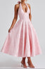 Women's Halter Lace-Up Midi Dress