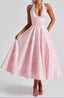 Women's Halter Lace-Up Midi Dress