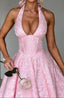 Women's Halter Lace-Up Midi Dress
