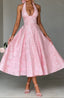 Women's Halter Lace-Up Midi Dress