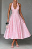 Women's Halter Lace-Up Midi Dress