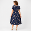Women's Navy Polka Dot Chiffon Midi Dress
