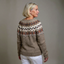 Women’s Cream and Brown Yoke Knitted Cardigan