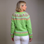 Women’s Green Floral Yoke Knitted Cardigan