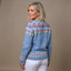 Women’s Pale Blue Floral Knitted Cardigan