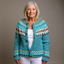 Women’s Teal Nordic Yoke Knitted Cardigan