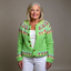 Women’s Green Floral Yoke Knitted Cardigan