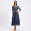 Women’s Elegant Lace Bodice Layered Midi Dress