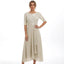 Women’s Elegant Lace Bodice Layered Midi Dress