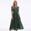 Women’s Elegant Lace Bodice Layered Midi Dress