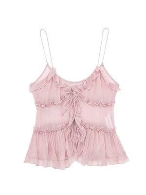 Women's Sheer Layered Embellished Cami Top