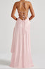Women's Ruffle Hem Satin Maxi Dress