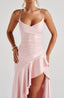 Women's Ruffle Hem Satin Maxi Dress