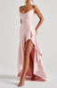 Women's Ruffle Hem Satin Maxi Dress