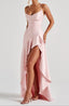 Women's Ruffle Hem Satin Maxi Dress