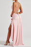 Women's Ruffle Hem Satin Maxi Dress