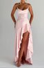 Women's Ruffle Hem Satin Maxi Dress
