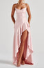 Women's Ruffle Hem Satin Maxi Dress