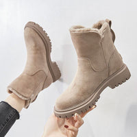 Women’s Faux Suede Ankle Snow Boots with Side Zip