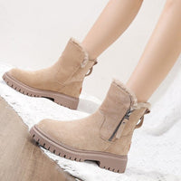 Women’s Faux Suede Ankle Snow Boots with Side Zip