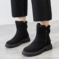 Women’s Faux Suede Ankle Snow Boots with Side Zip