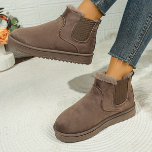 Women’s Faux Suede Chelsea Boots with Plush Lining