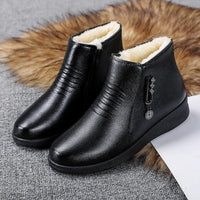 Women’s Fleece-Lined Faux Leather Ankle Boots