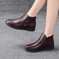 Women’s Fleece-Lined Faux Leather Ankle Boots