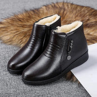 Women’s Fleece-Lined Faux Leather Ankle Boots